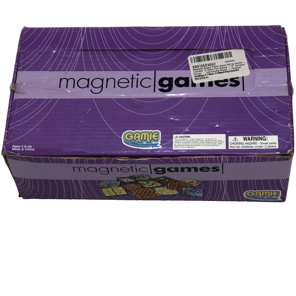 Gamie Retro Boxed Games (12) Travel Set Age 3+ 5 Magnetic Games Compact Design